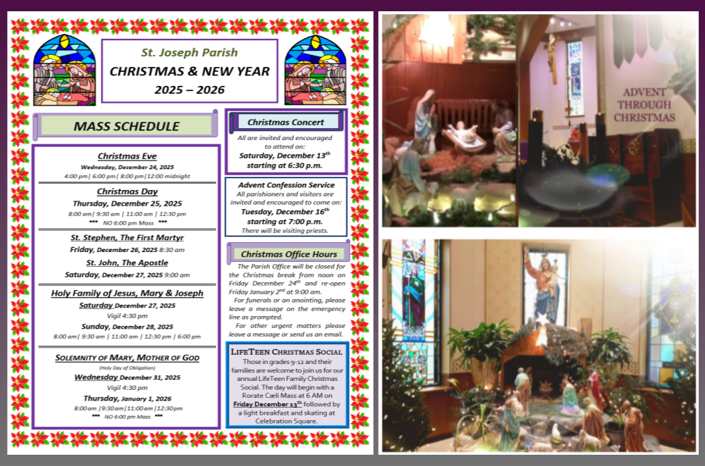 SJ Christmas New Year Mass Times 2025 2026