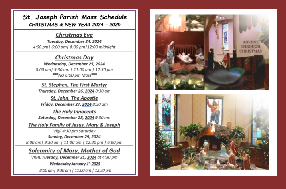 SJ Christmas NY Mass Schedule 2024 2025