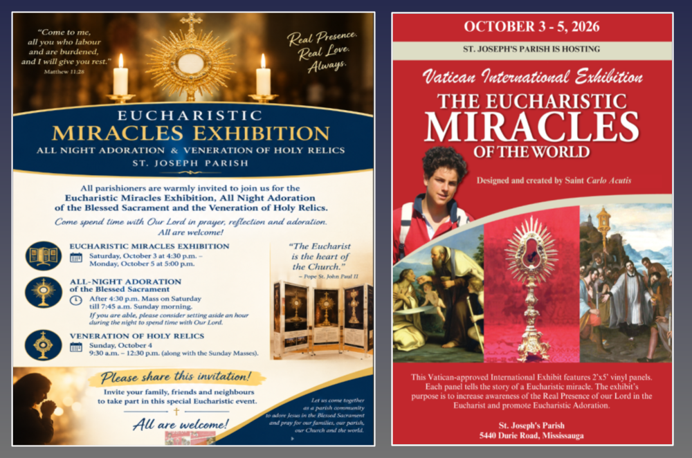 SJ Eucharistic Exhibation October 3 - 5, 2026